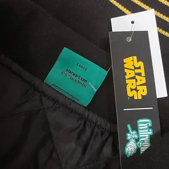 Civil Regime x Star Wars Varsity Letterman JacketRebel 1977 Patches Rare, NWT